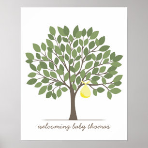 Poster Árvore de Assinatura Bebê - Grande - Amarelo