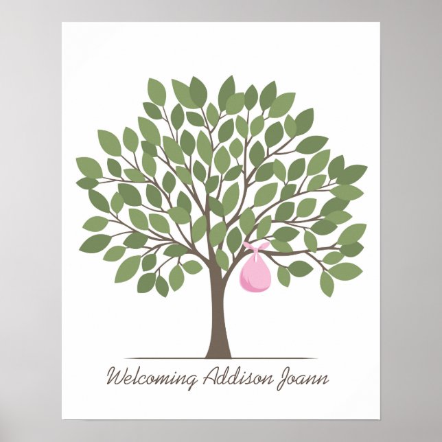 Pôster Árvore de Assinatura de Bebê - Grande (Frente)