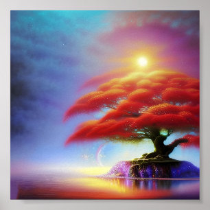Poster Árvore de bonsai laranja suave