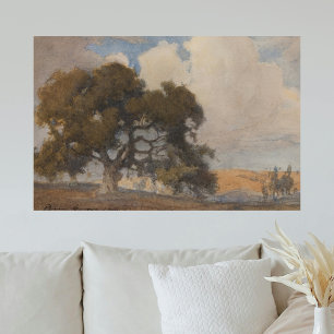 Poster Árvore de carvalho (1910) - Vintage majestosa Aqua