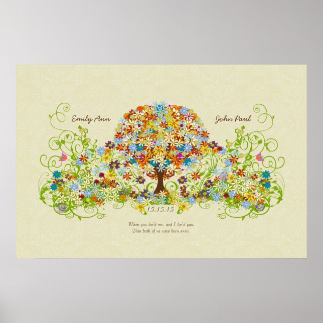 Poster Árvore de Casamento de Floresta Encantada (Frente)