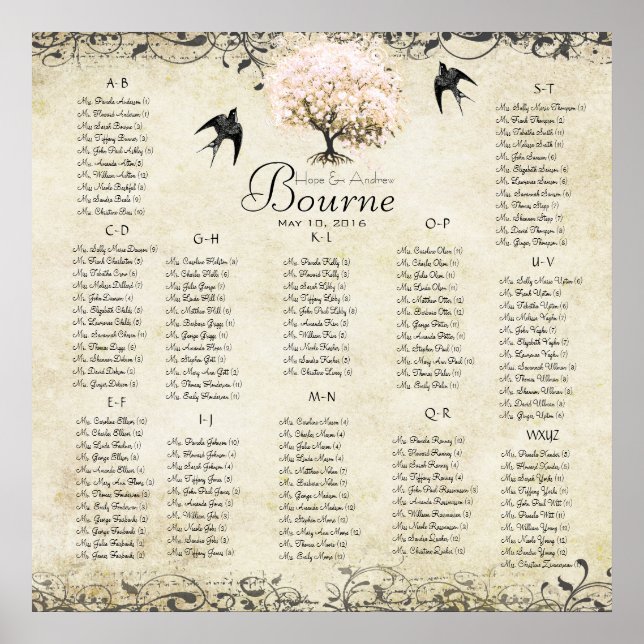 Pôster Árvore de Coração Rosa- 100 a 150 convidados - alf (Frente)