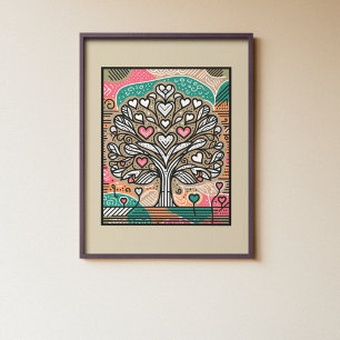 Poster Árvore de Crescimento Sensível - Vibrante Amor e V