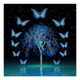 Pôster Árvore de cristal borboleta