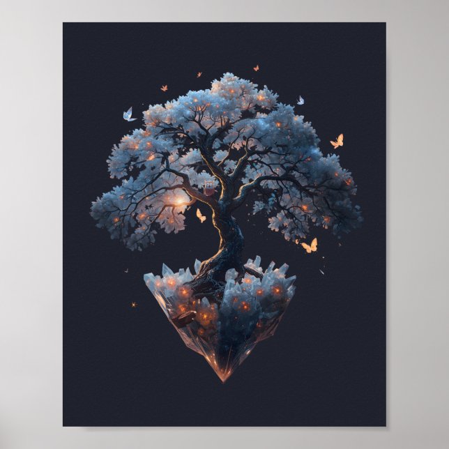 Poster Árvore de Cristal Celestial – Arte da Natureza Fan (Frente)