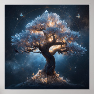 Poster Árvore de Cristal sob um Céu Celestial – Fantasia