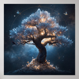 Poster Árvore de Cristal sob um Céu Celestial – Fantasia