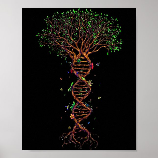 Poster Árvore de DNA Genética Engraçado Dia da Terra Plan (Frente)