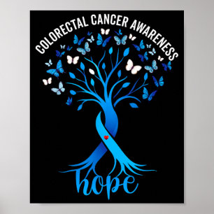 Poster Árvore de fita azul de conscientização sobre cânce