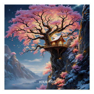 Pôster Árvore de Flor de Cereja Fantasy