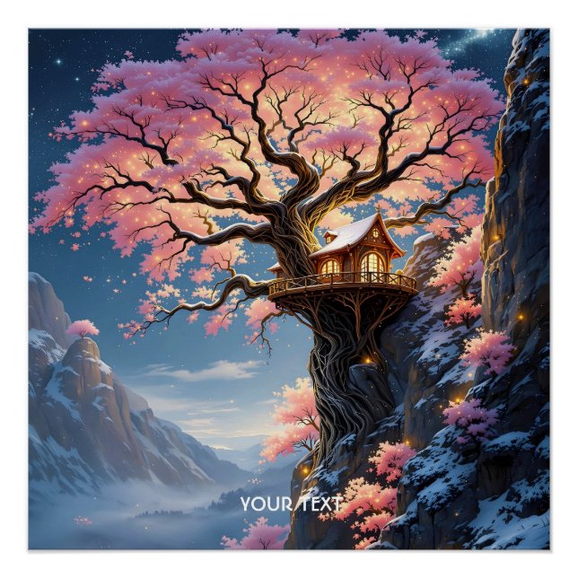Pôster Árvore de Flor de Cereja Fantasy (Frente)