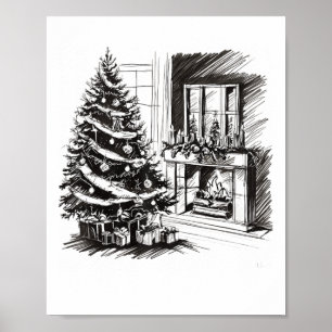 Poster Árvore de Fotos do Esquema do Natal do Camisetas X
