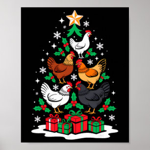 Poster Árvore de Frango Natal Amante de Frango Xmas Esqua