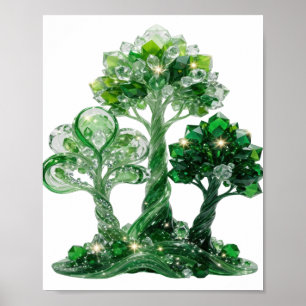 Poster Árvore de Joias Verde Esmeralda Atraente