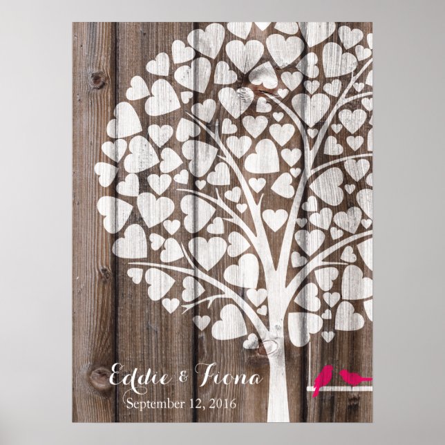 Pôster árvore de livros de convidados de casamento pata-r (Frente)