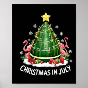 Poster Árvore de Melancia Natal em Julho Flamingo Engraça