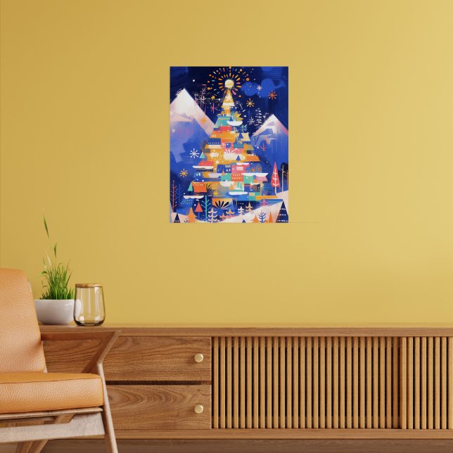 Poster Árvore de Natal Abstrata Colorida (Sala de Estar 2)