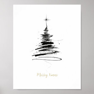 Poster Árvore de Natal Alegre Desenhada à Mão