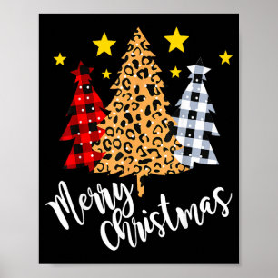 Poster Árvore de Natal Alegre Xadrez de Búfalo Vermelho V