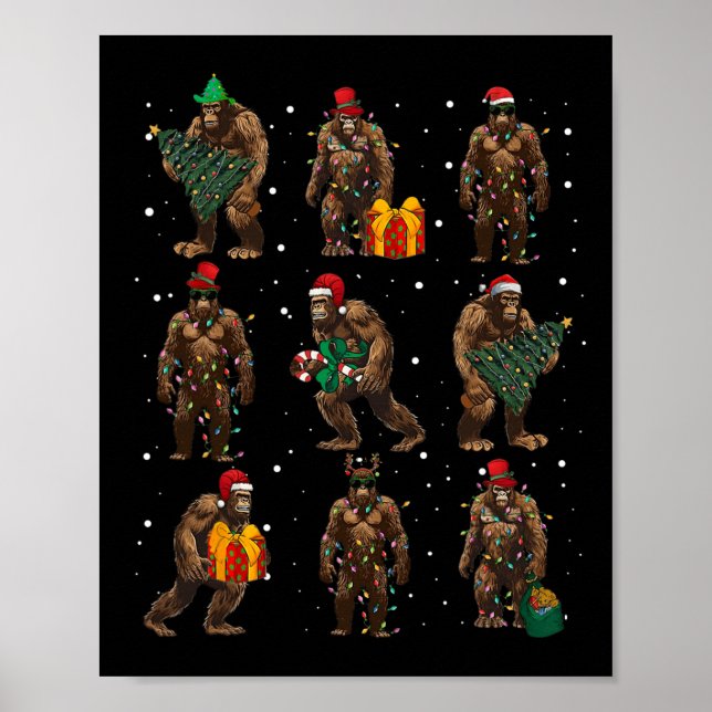 Poster Árvore de Natal Bigfoot Luz de Natal Menino (Frente)