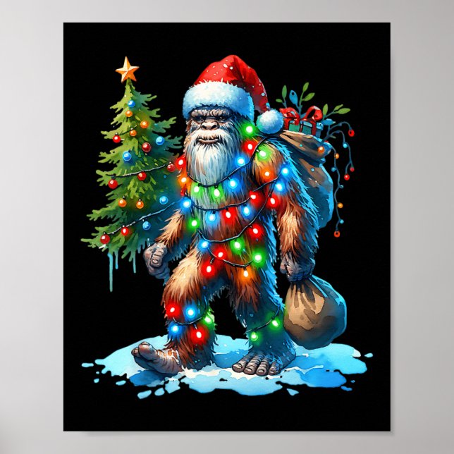 Poster Árvore de Natal Bigfoot Sasquatch Xmas (Frente)