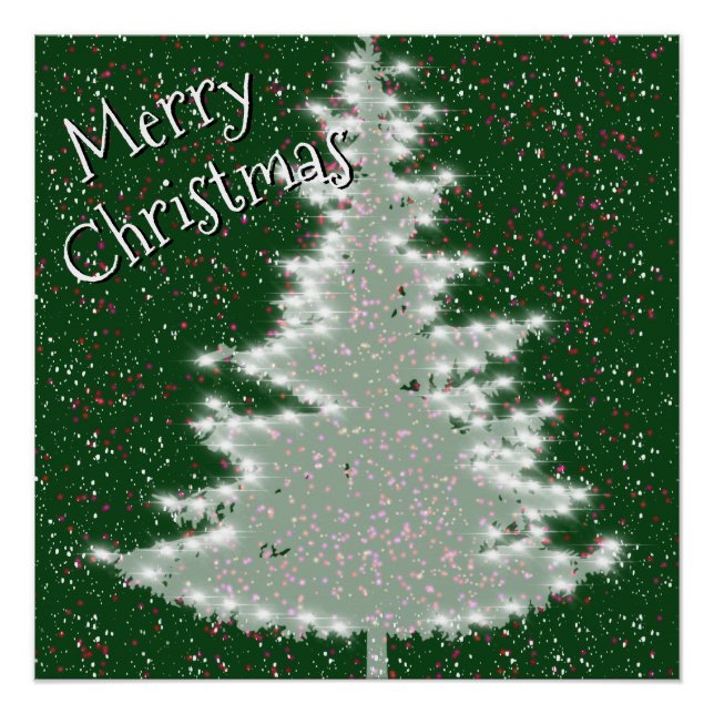 Pôster Árvore de Natal Brilhante e Encantada (Frente)