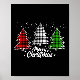 Poster Árvore de Natal Buffalo Xadrez Vermelha White Gree