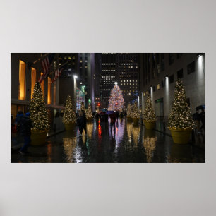 Poster Árvore de Natal Center de Rockefeller na reflexã