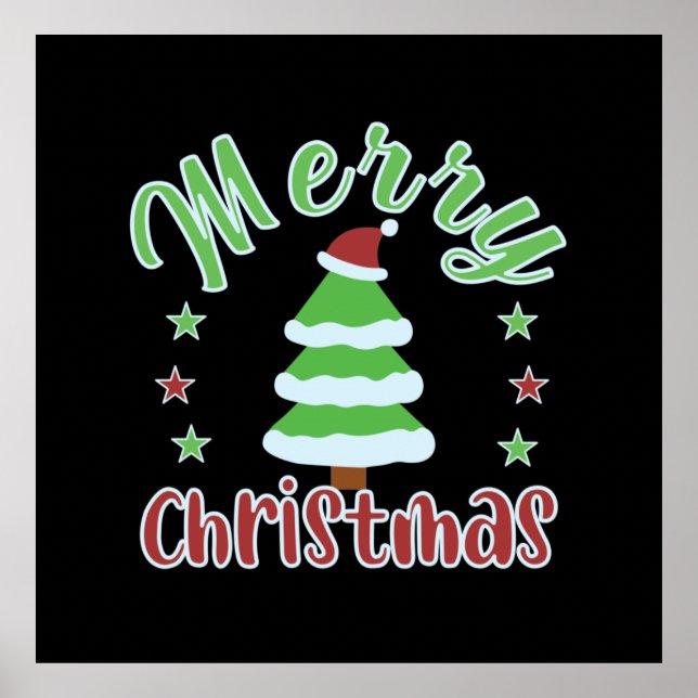 Poster Árvore de Natal com chapéu de Papai Noel (Frente)