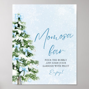 Poster Árvore de Natal com Laços Azuis Sinal de Bar Momos