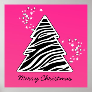 Poster Árvore de Natal cor-de-rosa da zebra