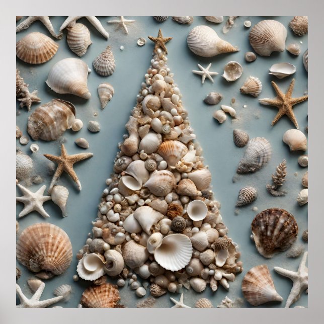Poster Árvore de Natal Costeira de Seashell (Frente)
