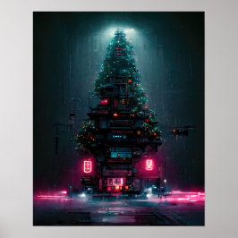 Poster Árvore de Natal Cyberpunk