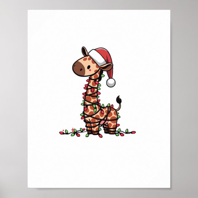 Poster Árvore de Natal da Girafa Fofa Amantes de Girafas  (Frente)