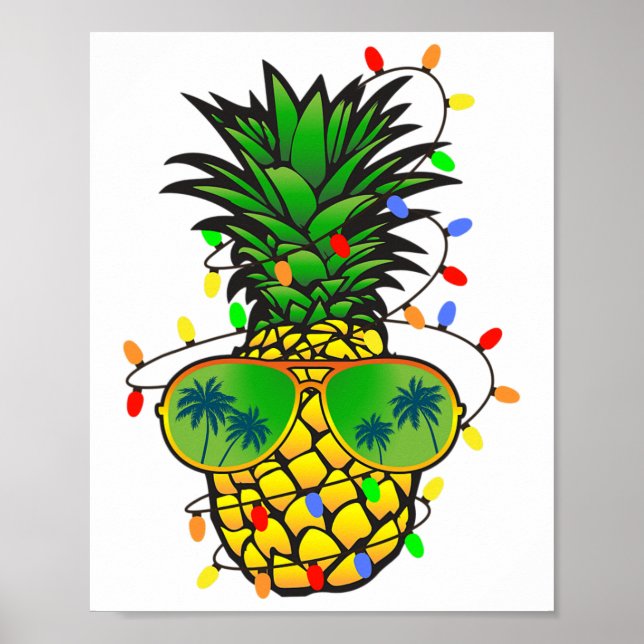 Poster Árvore de Natal de Abacaxi Engraçada Verão Natal e (Frente)