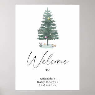 Poster Árvore de natal de aquarela moderna
