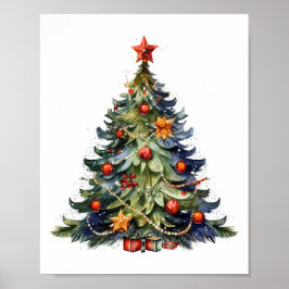 Poster Árvore de Natal de Aquarela, presentes de Natal