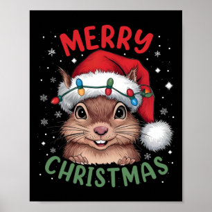 Poster Árvore de Natal de Esquilo Luzes Xmas Homens de Do