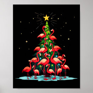 Poster Árvore de Natal de Flamingo Piada de Nkie Feriado 