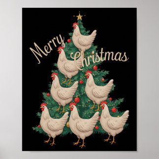 Poster Árvore de Natal de Frango Engraçado Frangos Árvore