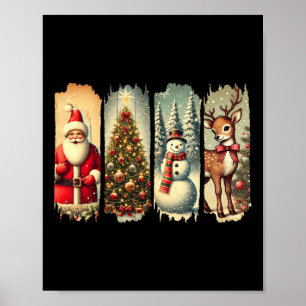 Poster Árvore de Natal de Papais noeis de Snowman Deer Xm