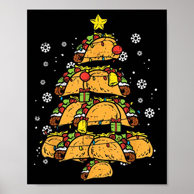 Poster Árvore de Natal de Taco Comida Mexicana Xmas  (Frente)