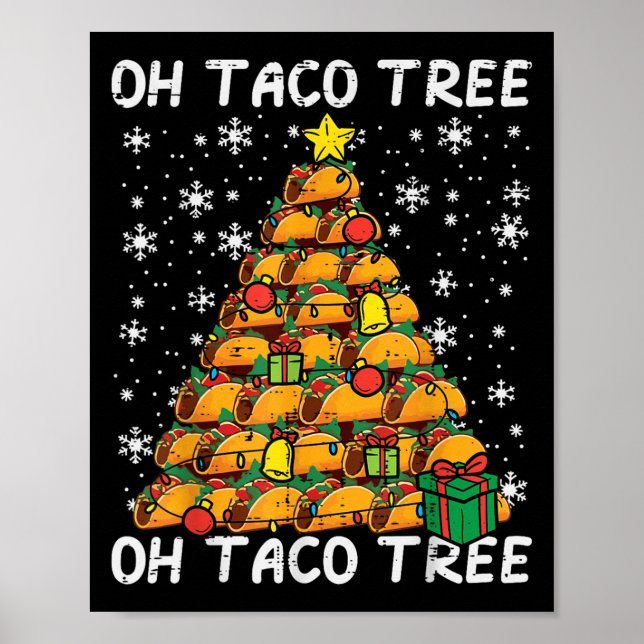 Poster Árvore de Natal de Tacos Engraçado Natal Foodie Me (Frente)