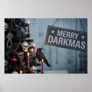 Poster Árvore de Natal de terror "Merry Darkmas" gótica