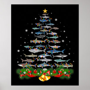 Poster Árvore de Natal de Tubarão Presentes para Amantes