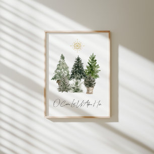 Poster Árvore de Natal de Watercolor que venha, vamos ado