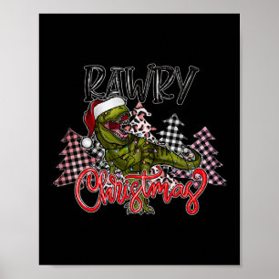 Poster Árvore de Natal Dinossauro Rex Pajamas Men Boas Xm