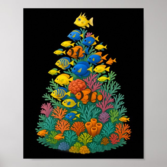 Poster Árvore de Natal do Aquário Saltwater (Frente)