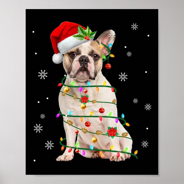 Poster Árvore de Natal do Buldogue Light Pajama Dog X-mas (Frente)
