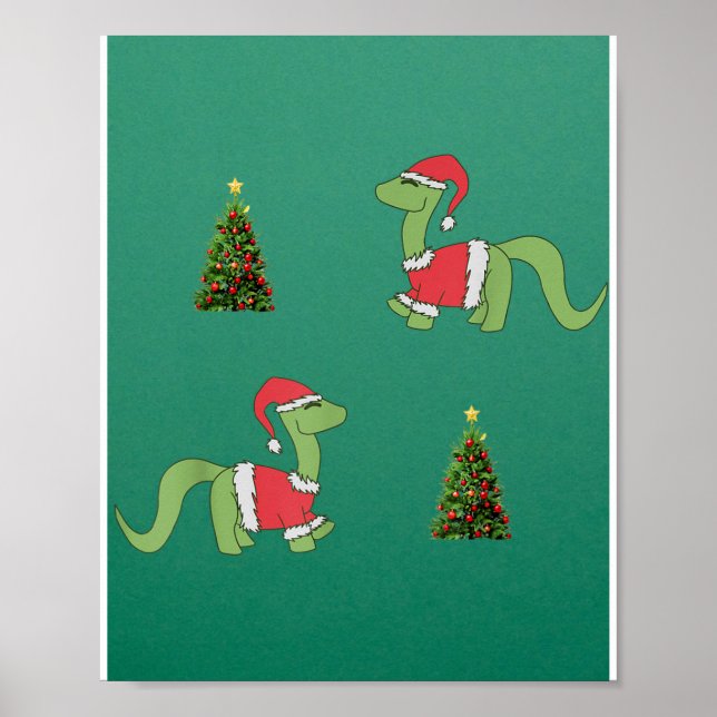 Poster Árvore de Natal do Dinossauro (Frente)